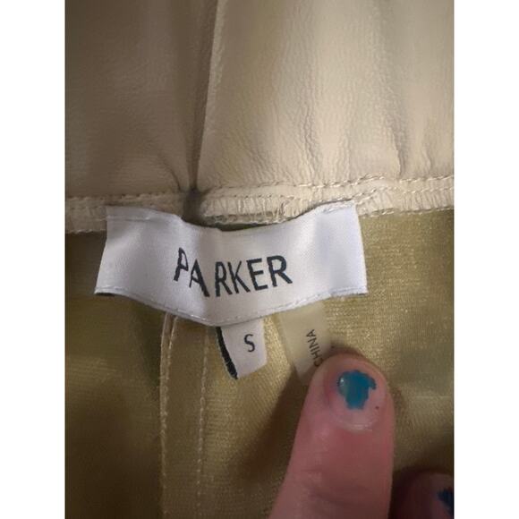 Women S Parker Cream Vegan Faux Leather Pants Side Zip Ankle Relaxed Ivory - Picture 6 of 6